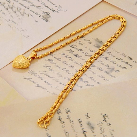 24k Gold Plated Heart Pendant Necklace For Women and Girls, Valentines Day Gift, - Picture 7 of 7